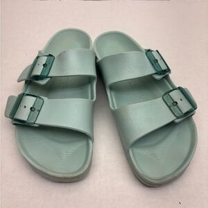 Birkenstock Mint Green Double Buckle Slide Sandals, wos SZ 7, box 13